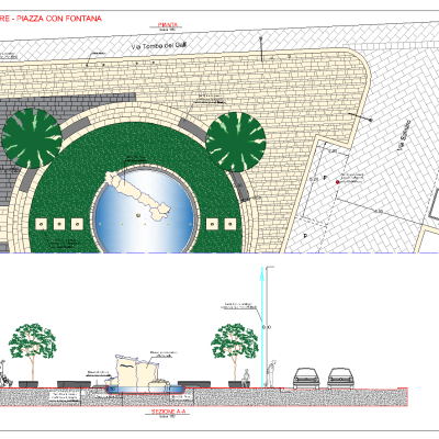 Tav. Part.Piazza con fontana Ex Cabina Enel-Model
